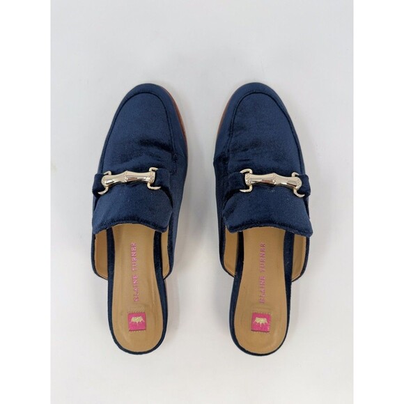 Elaine Turner Womens Mules Blue Velvet Slide Slip On Flats Sandals Classic US 8 - Picture 7 of 9